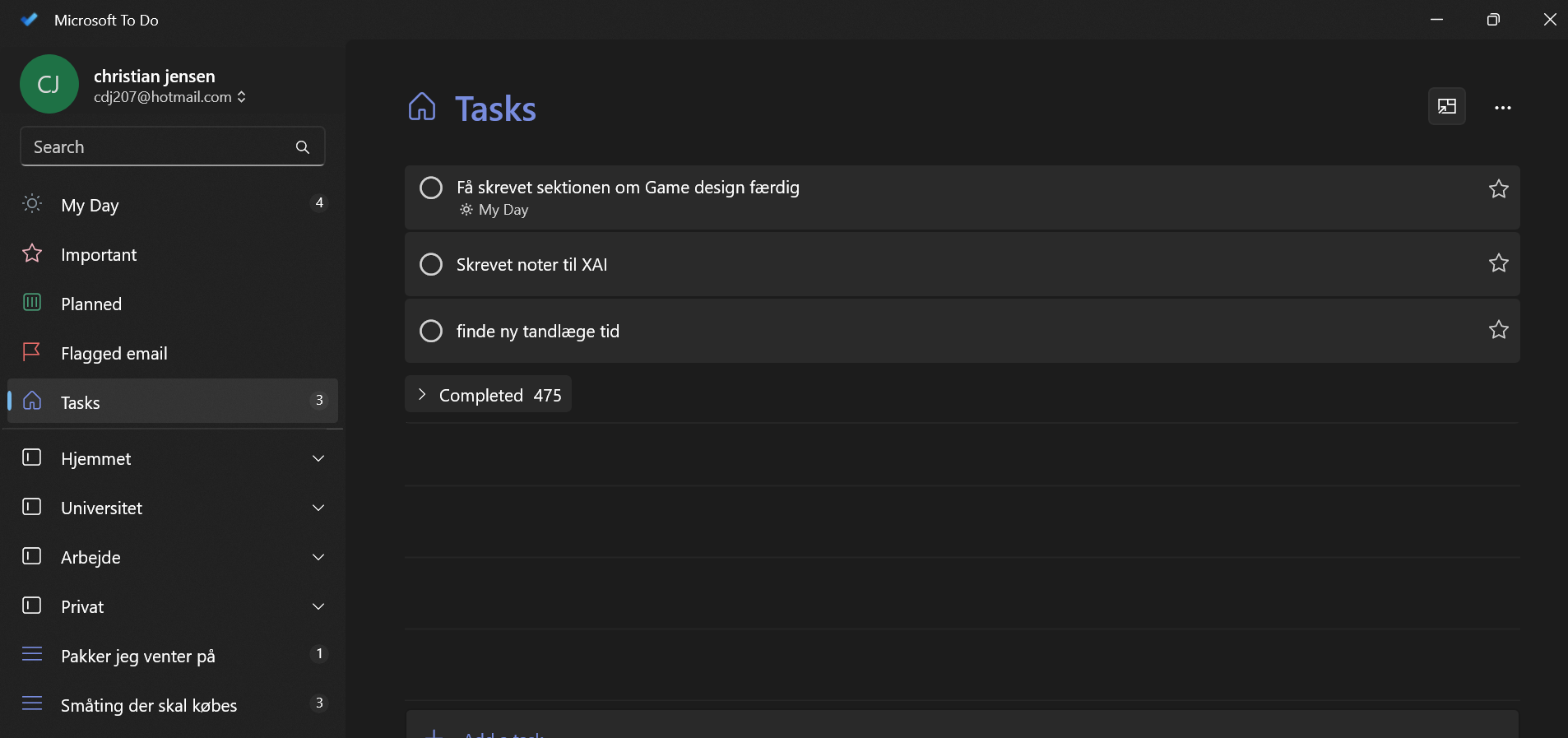 Microsoft To Do list